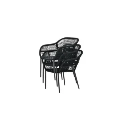 Pescara dining fauteuil - carbon black -rope black - mystic grey