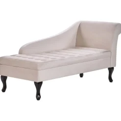 PESSAC - Chaise longue - Beige - Rechterzijde - Fluweel