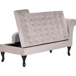 PESSAC - Chaise longue - Beige - Rechterzijde - Fluweel