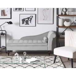 PESSAC - Chaise longue - Grijs - Rechterzijde - Fluweel