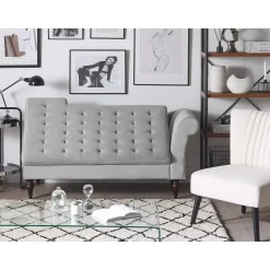 PESSAC - Chaise longue - Grijs - Rechterzijde - Fluweel