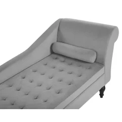 PESSAC - Chaise longue - Grijs - Rechterzijde - Fluweel