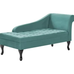 PESSAC - Chaise longue - Groenblauw - Rechterzijde - Fluweel