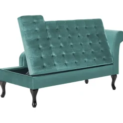 PESSAC - Chaise longue - Groenblauw - Rechterzijde - Fluweel