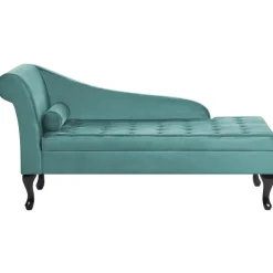 PESSAC - Chaise longue - Groenblauw - Linkerzijde - Fluweel