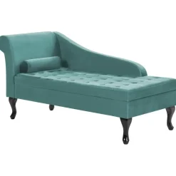 PESSAC - Chaise longue - Groenblauw - Linkerzijde - Fluweel