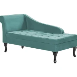 PESSAC - Chaise longue - Groenblauw - Linkerzijde - Fluweel