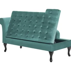 PESSAC - Chaise longue - Groenblauw - Linkerzijde - Fluweel