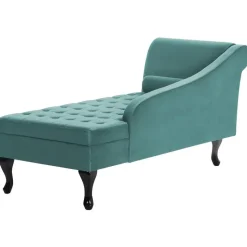 PESSAC - Chaise longue - Groenblauw - Linkerzijde - Fluweel