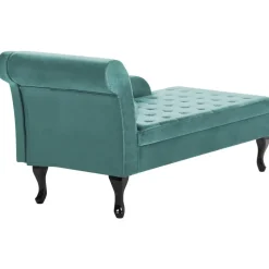 PESSAC - Chaise longue - Groenblauw - Linkerzijde - Fluweel