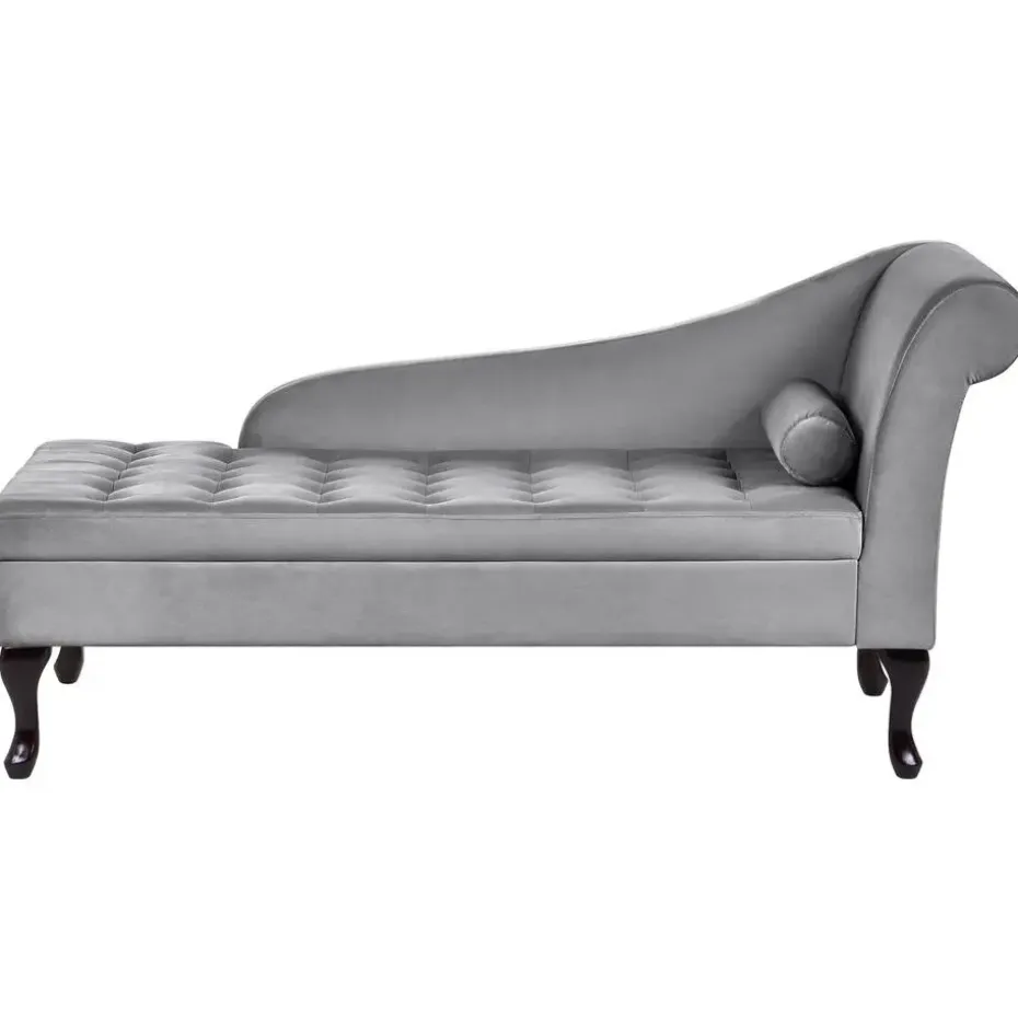 PESSAC - Chaise longue - Lichtgrijs - Rechterzijde - Fluweel