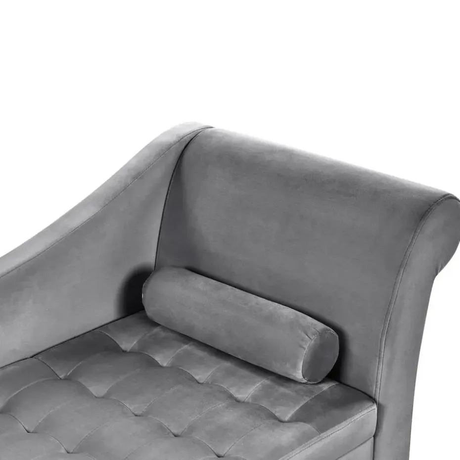 PESSAC - Chaise longue - Lichtgrijs - Rechterzijde - Fluweel