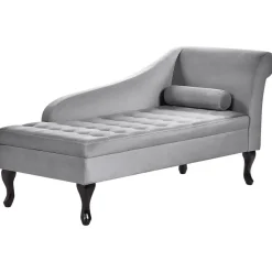 PESSAC - Chaise longue - Lichtgrijs - Rechterzijde - Fluweel