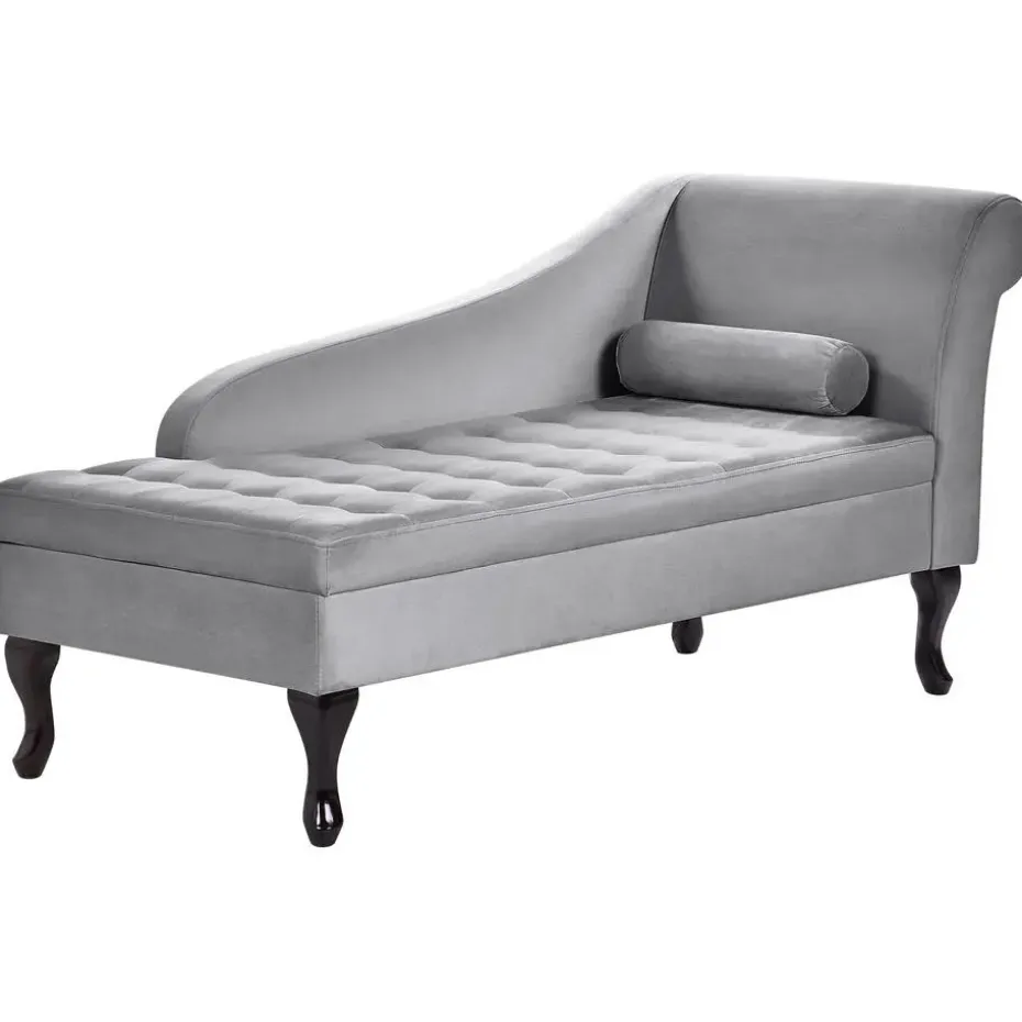 PESSAC - Chaise longue - Lichtgrijs - Rechterzijde - Fluweel