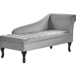 PESSAC - Chaise longue - Lichtgrijs - Rechterzijde - Fluweel