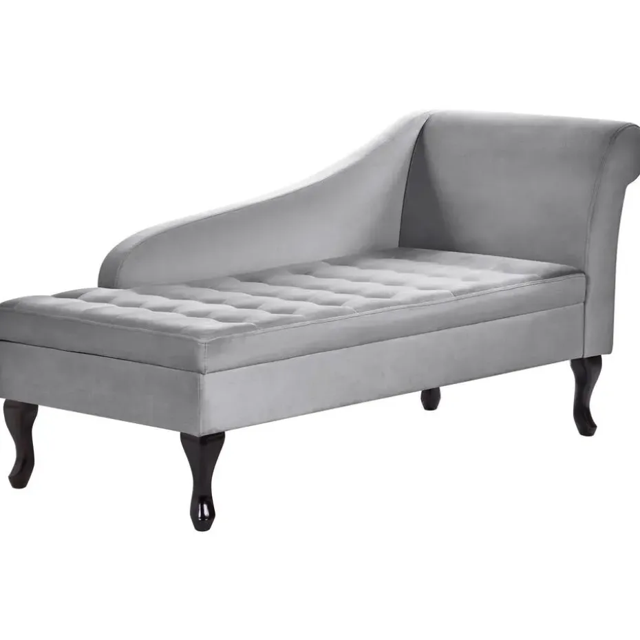 PESSAC - Chaise longue - Lichtgrijs - Rechterzijde - Fluweel