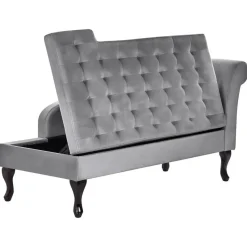 PESSAC - Chaise longue - Lichtgrijs - Rechterzijde - Fluweel