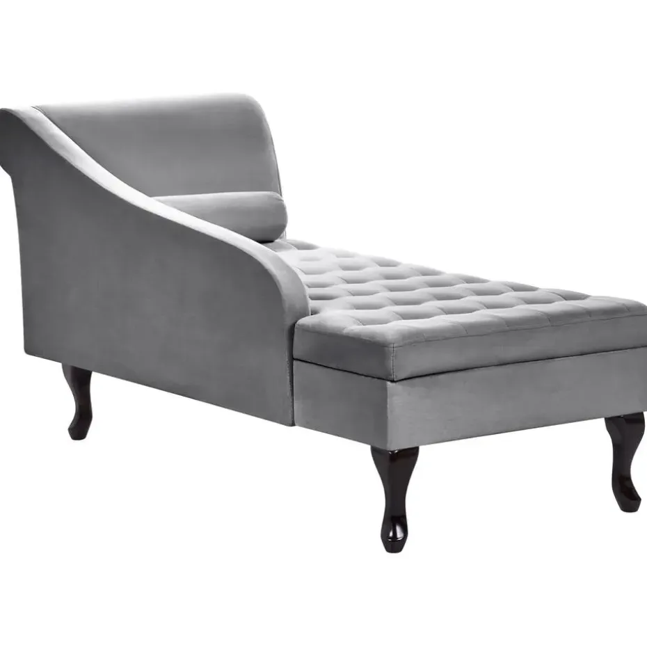 PESSAC - Chaise longue - Lichtgrijs - Rechterzijde - Fluweel