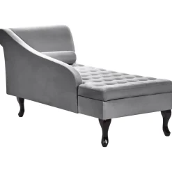 PESSAC - Chaise longue - Lichtgrijs - Rechterzijde - Fluweel