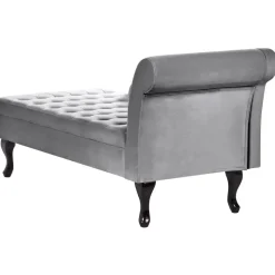 PESSAC - Chaise longue - Lichtgrijs - Rechterzijde - Fluweel