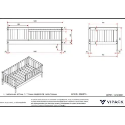 Peuterbed Petronille 70 x 140cm dennenhout - wit