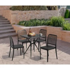 PIAVE - Tuintafel - Zwart - 70 x 70 cm - Synthetisch materiaal