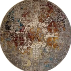 Picasso Feraghan Vintage Rond Vloerkleed Multi / Beige Laagpolig - 133 CM ROND