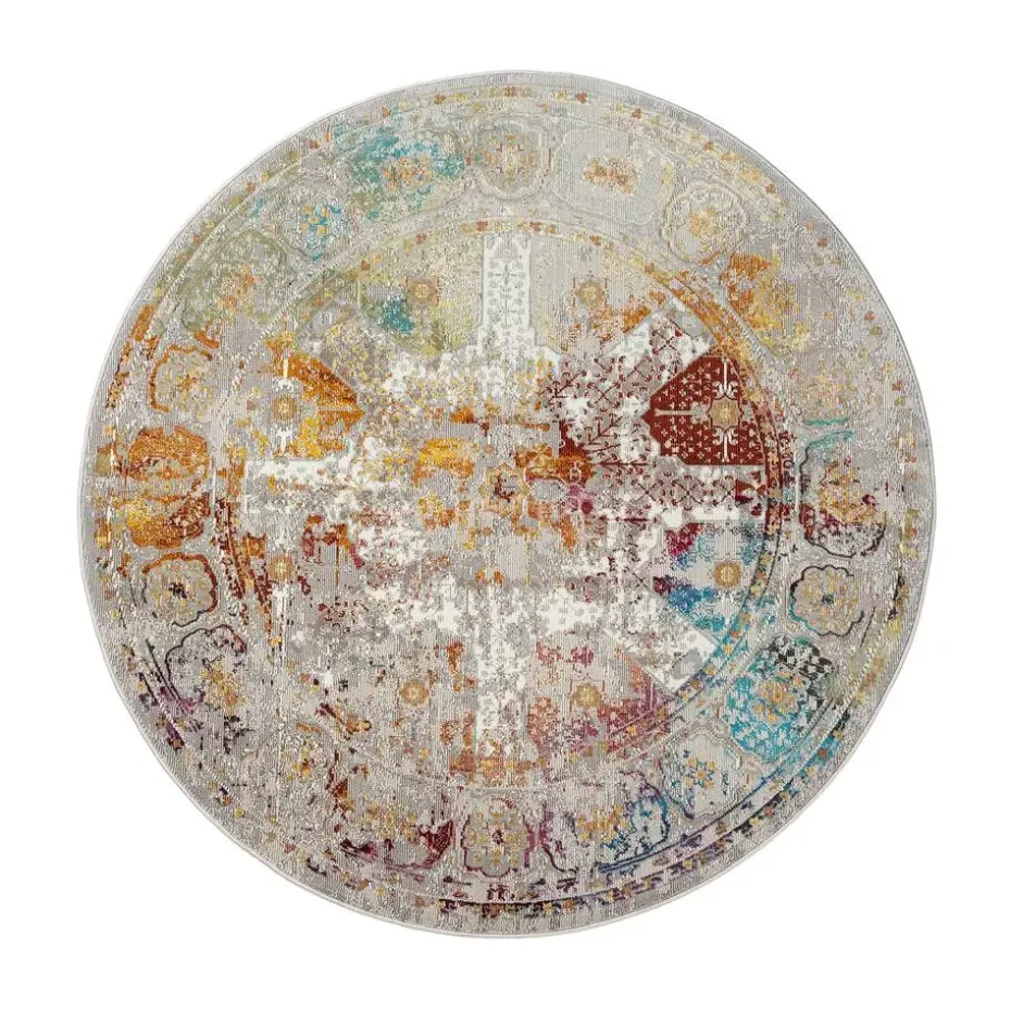 Picasso Feraghan Vintage Rond Vloerkleed Multi / Beige Laagpolig - 133 CM ROND