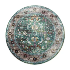 Picasso Pablo Vintage Rond Vloerkleed Groen / Multi Laagpolig - 200 CM ROND