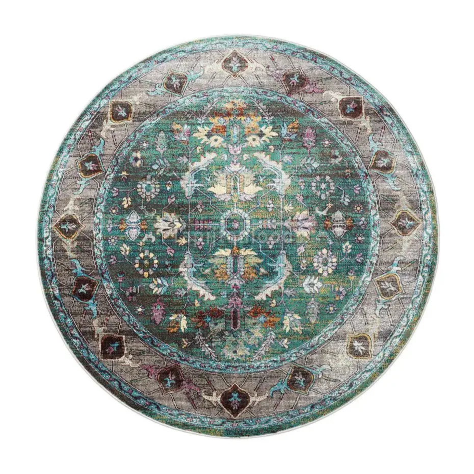 Picasso Pablo Vintage Rond Vloerkleed Groen / Multi Laagpolig - 200 CM ROND