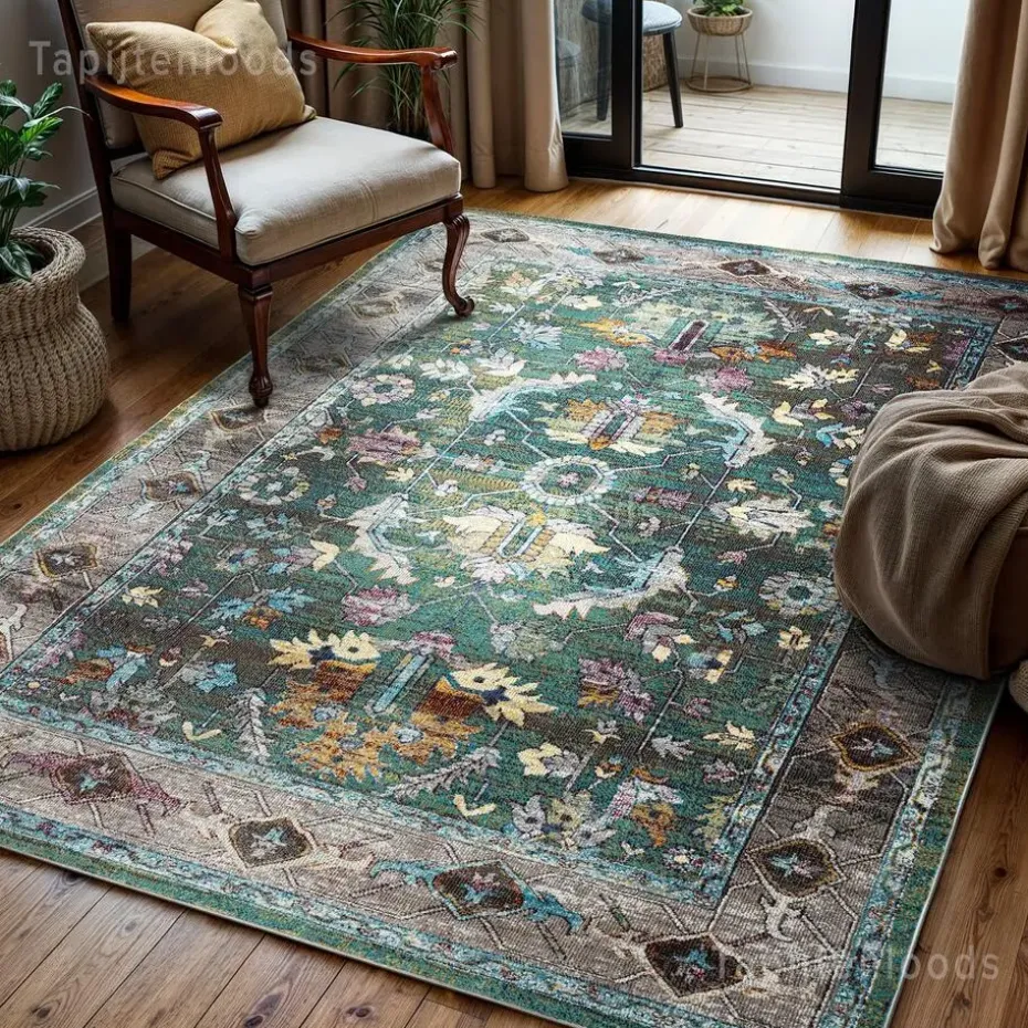 Picasso Pablo Vintage Vloerkleed Groen / Multi Laagpolig - 300x400 CM