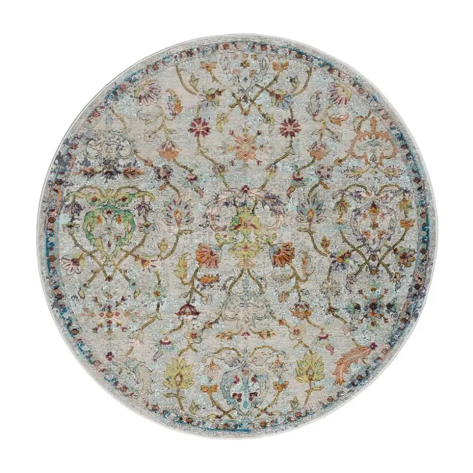 Picasso Sarough Vintage Rond Vloerkleed Creme / Beige Laagpolig - 160 CM ROND