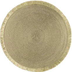 Placemat Zoë met franjes - goudkleur - Ø35 cm
