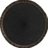 Placemat Zoë met franjes - zwart - Ø35 cm