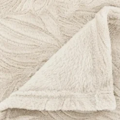 Plaid/bankdeken Leafes - beige - 180 x 230cm - polyester