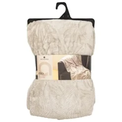 Plaid/bankdeken Leafes - beige - 180 x 230cm - polyester