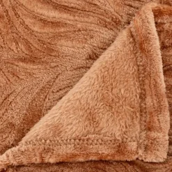 Plaid/bankdeken Leafes - terracotta - 180 x 230 cm - polyester