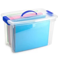 Plasticforte Opbergbox met deksel - blauw - 22L - kunststof