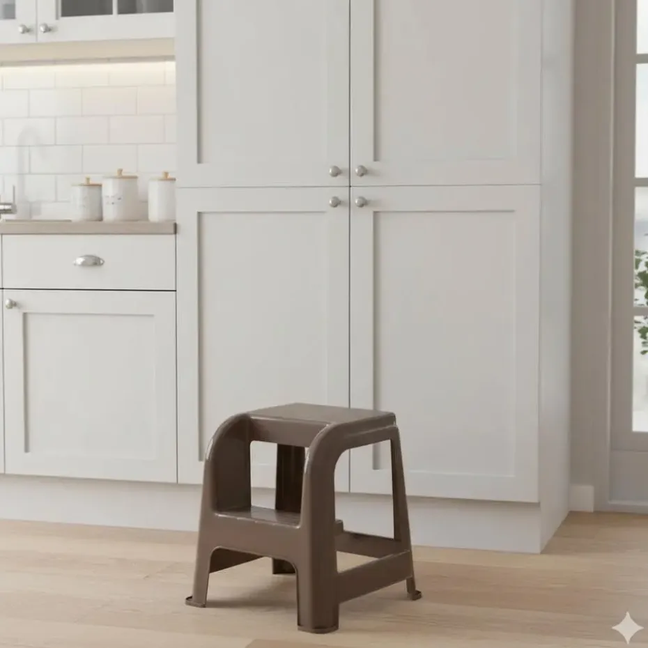 Plasticforte Opstapkrukje - 2 tredes - bruin - 45 cm