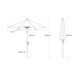 Platinum Riva stokparasol 3 m. rond - Teak Antraciet