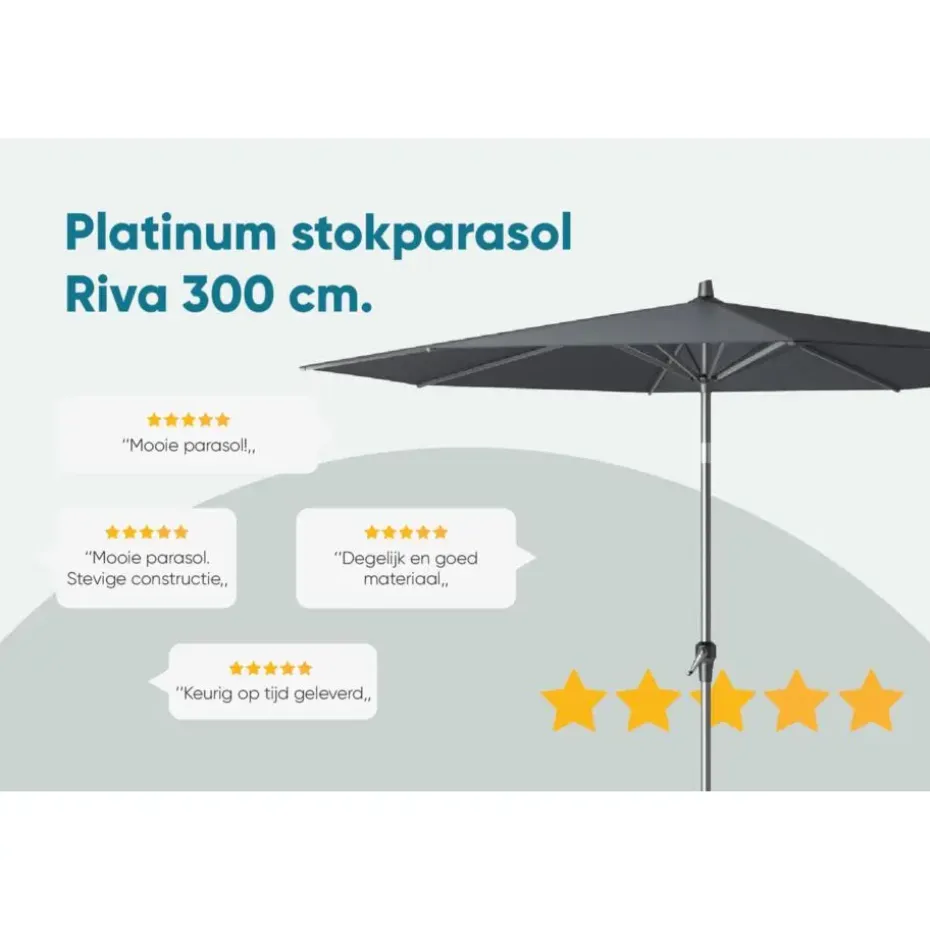 Platinum Riva stokparasol 3 m. rond - Teak Taupe
