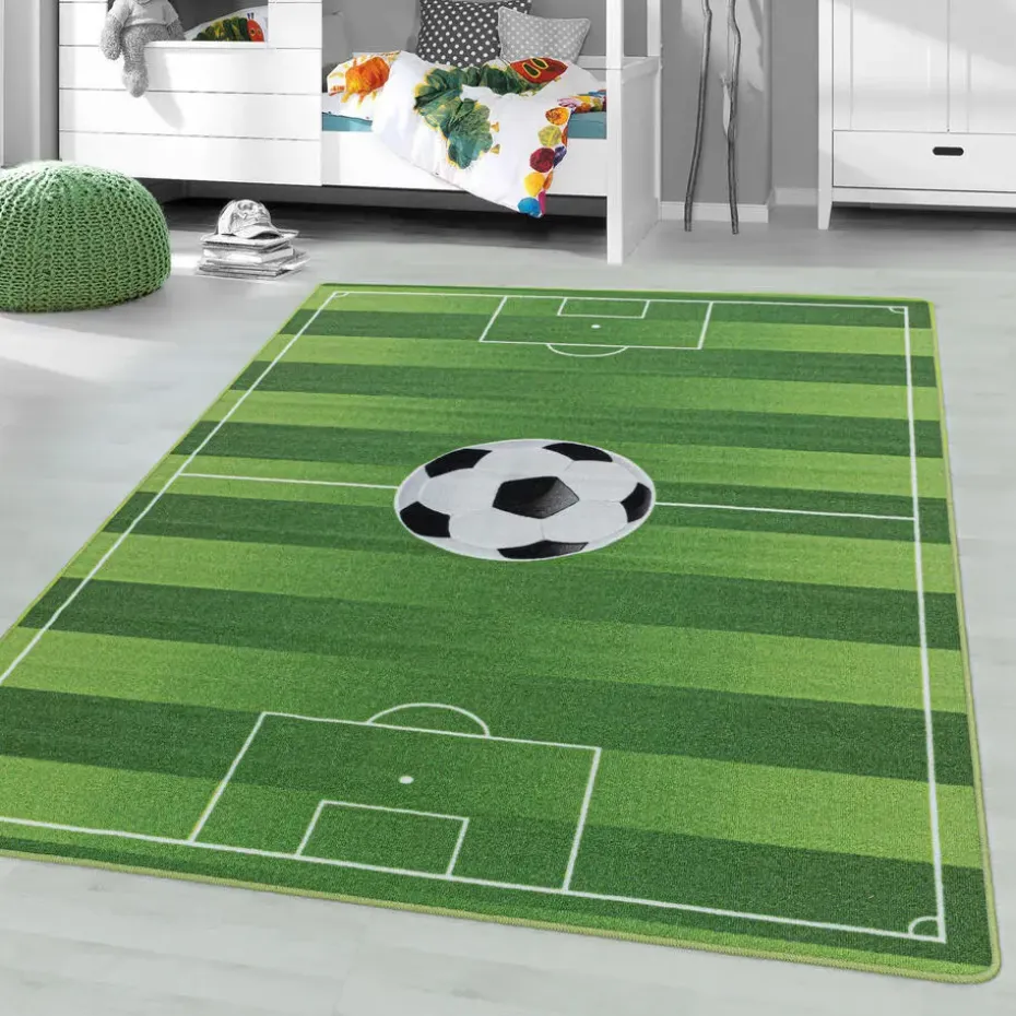 Play Voetbal Speeltapijt - 120x170 cm - Groen - Vloerkleed Kinderkamer