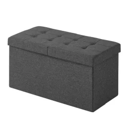 Poef - opvouwbaar - zonder poten - stof - 76 cm - donkergrijs