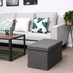 Poef - opvouwbaar - zonder poten - stof - 76 cm - donkergrijs