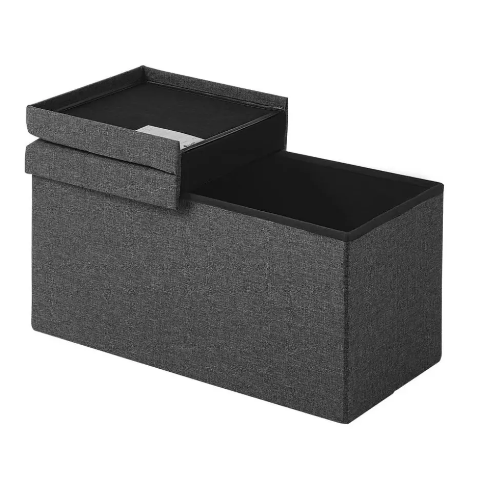 Poef - opvouwbaar - zonder poten - stof - 76 cm - donkergrijs