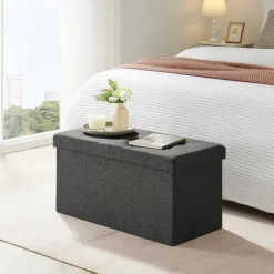 Poef - opvouwbaar - zonder poten - stof - 76 cm - donkergrijs