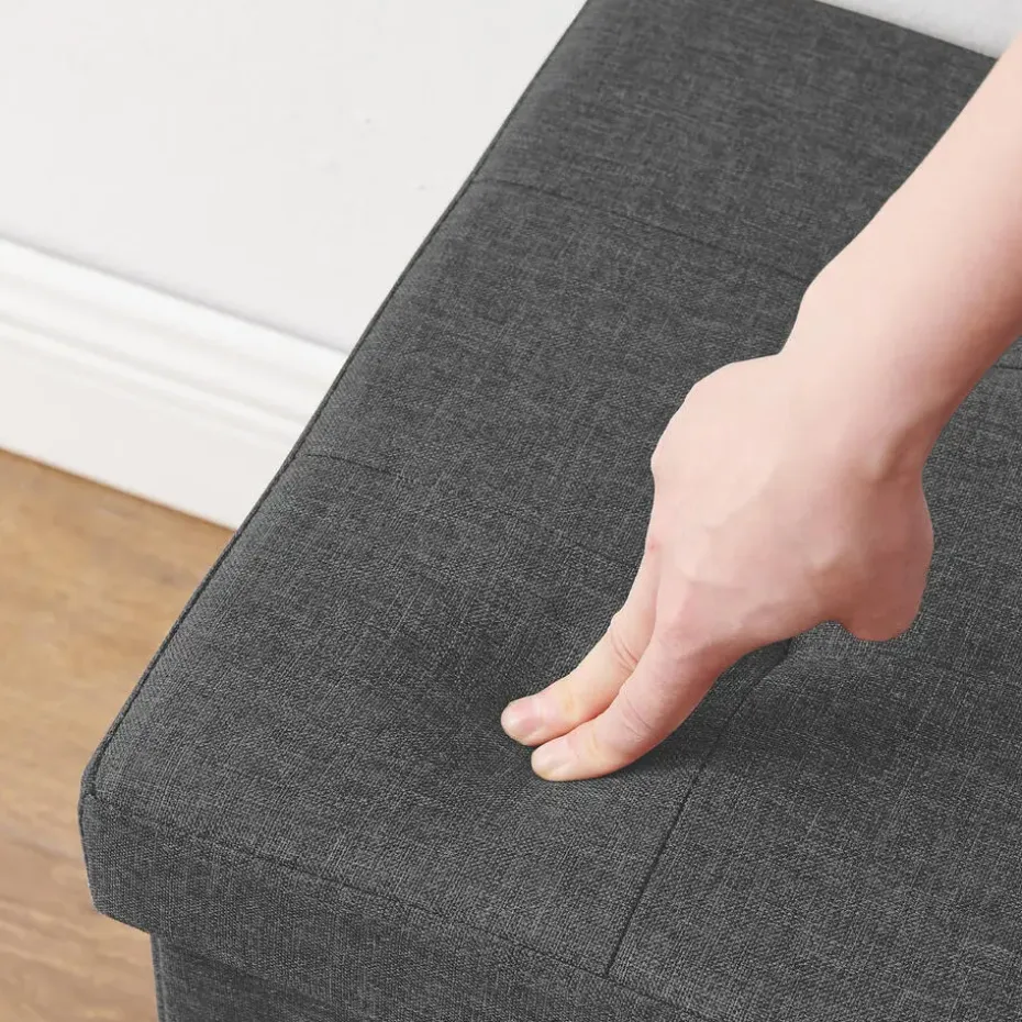 Poef - opvouwbaar - zonder poten - stof - 76 cm - donkergrijs