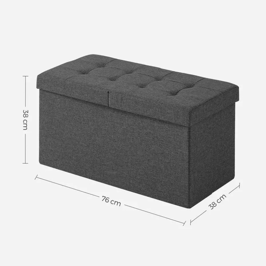 Poef - opvouwbaar - zonder poten - stof - 76 cm - donkergrijs