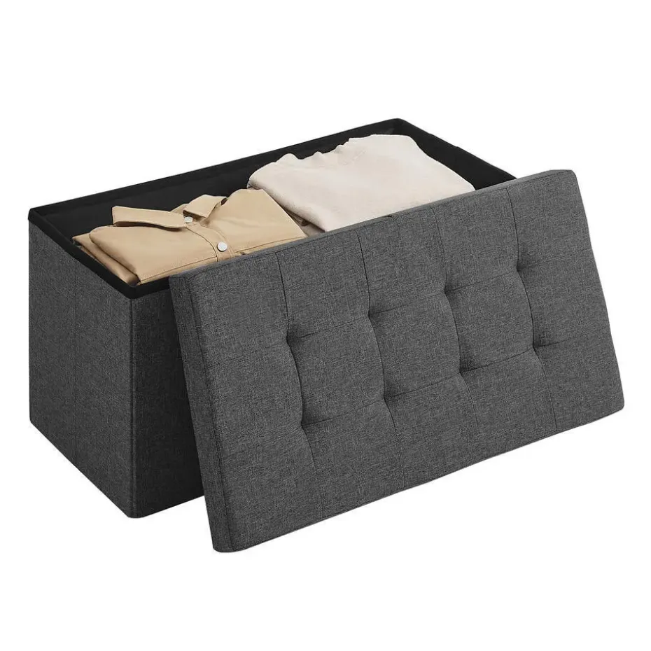 Poef - opvouwbaar - zonder poten - stof - 76 cm - donkergrijs