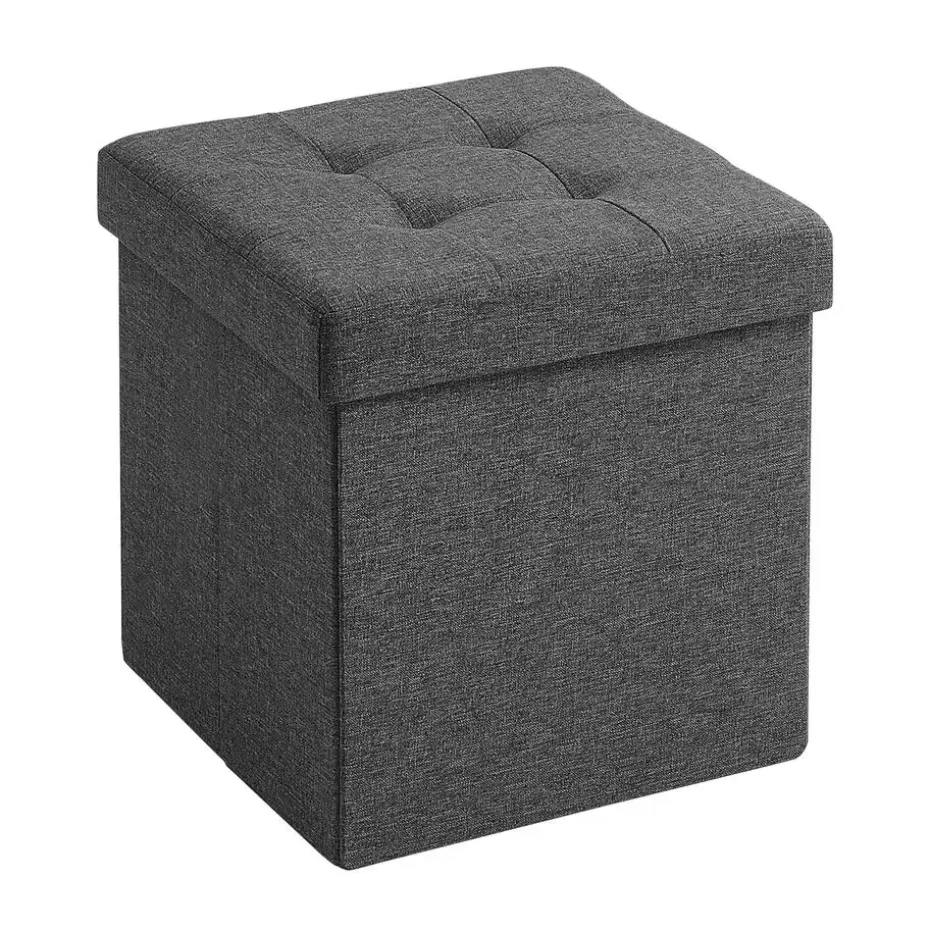 Poef - opvouwbaar - zonder poten - stof - 38 cm - donkergrijs